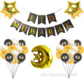 Eid Mubarak Dekoration Kit Eid Brief Banner Drucken Latexballons Mondstar Aluminium Folienballons klarer Konfetti -Luftballons